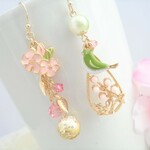 桜とウグイスの和風ピアス