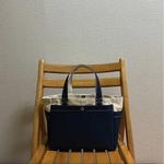 「ボックストート」小サイズ「生成り×ネイビー(紺)」帆布トートバッグ 倉敷帆布8号