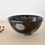 お茶碗大サイズ 黒ねこ水玉(黒)【在庫有】