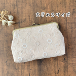 がま口 大きめSサイズ 母子手帳ケース ポーチ マーガレット  刺繍 A6