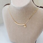 メタルパイプ（スクエア）とクリスタル♡スター（スリム）♡華奢なチェーンネックレス（9サイズ）♪～とにかく便利なスライドボール採用♪ ～チョーカーから超ロングまで幅広く対応♪