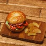 【ミニチュアフード】ベーグルサンドイッチ(ローストビーフ)セット