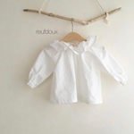 【サイズと色選べる】コットンリネン フリル襟 ブラウス フォーマル にも♪