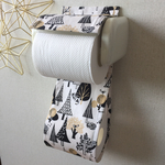 再販＊トイレットペーパーホルダーカバー 森のネコ 白