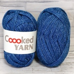 デニム風  Tシャツヤーン【青色】【1玉30ｍ】Coooked YARN