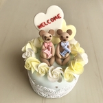 幸せ運ぶふたごちゃんのお祝いクレイケーキ