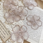 くすみピンクオーガンジー刺繍フラワー2個♡