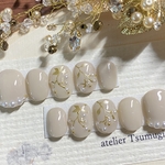*--現品 ネイルチップ＊上品パール グレージュネイル/ベリーショート