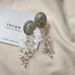 天然石のジャラジャラクリアピアス✳︎ハンドメイドイヤリング