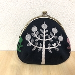  ミナペルホネン ringo ネイビー  がま口 ハンドメイド  