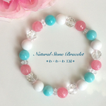💝ピンクジェイドとアマゾナイトとホワイトオニキスの天然石ブレスレット/パワーストーン