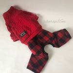 オーダーで♪赤アラン風タートル＊ブロックチェックパンツ