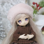 【オビツ11サイズ 帽子】 ふわもちベレー帽 ピンク 4インチ