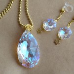  X'masセット ICE Blue ネックレス 樹脂イヤリング ・ピアス