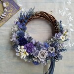 特別価格♡Lune Bonheur＜ bleu foncé＞＊受注制作＊ハーフムーンリース＊プリザーブドフラワー＊お花＊ギフト＊結婚祝い＊新築祝い＊お誕生日祝い＊ウェディング＊春の新作