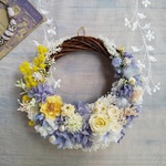 Lune Bonheur＜mimosa crème＞＊受注制作＊ハーフムーンリース＊プリザーブドフラワー＊お花＊ギフト＊ミモザ＊結婚祝い＊新築祝い＊お誕生日祝い＊ウェディング＊春の新作