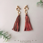 秋冬♡タッセルとゴールドリングのイヤリング＊＊broun&red mix