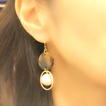 ＊べっ甲プレートとコットンパールのピアス＊