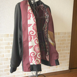 シルクのスカジャン（茶系）＊着物リメイク品