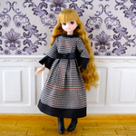 リカちゃん服＊ストレッチウールのモダンなワンピース＊ブライス＊ジェニー