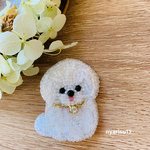🐶💓ふわふわビションフリーゼのビーズ刺繍ブローチ💓🐶