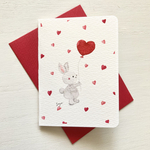 ❤️2枚セット 「ハートうさぎちゃん」水彩画イラストミニカード ウサギ　バレンタインカード　バレンタイン　バースデーカード❤️