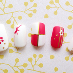 【送料無料＊再27】和風♡紅白ネイルチップ