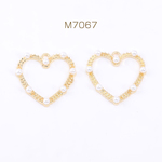 M7067  30個  パールチャーム ハート 1カン 24×26mm ゴールド  3×【10ヶ】