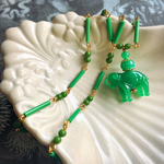 【被りもの？stress free＊long necklace】vintage  west germany beads＋occupied japan 🐘elephant786㎜