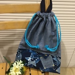 ⭐️福袋⭐️【再3】ダンガリー＆星35×27❤️カッコいいお着替え袋、体操着入れ、体操着巾着男の子向き