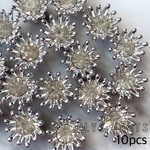 10個 シルバー ラインストーン 花芯 カボション パーツ