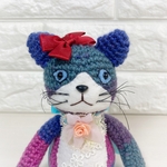  ＊送料無料＊紫ミックス毛糸の可愛い猫ちゃん