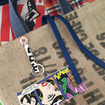 n‐m様ご予約☆英字ナンバー×アメコミタグフリーイラストヴィンテージ加工ハンドルトートバッグコーヒー豆麻袋