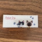 ハチワレ猫とシャム猫のイヤリング(ピアス)