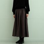 リネン100%マキシスカート　ビターブラウン