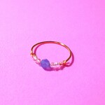 スターカット タンザナイトとホワイトトパーズ 天然石 ワイヤーリング