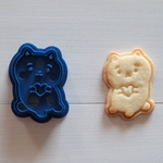 ハートを持ったねこ（スタンプ付き）クッキー型・クッキーカッター