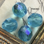  【6粒✴︎8mm】チェコビーズ ✴︎ファイヤーポリッシュ《アクアブルーAB》