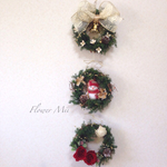 ＊三連＊雪だるまのクリスマスリース〔全長約50cm〕