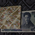 和紙の札入れ（花　茶金）