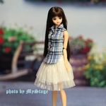 msdr-20-60　水色チェックシャツ（momoko/ジェニーなど1/6人形用）