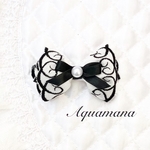 【 犬用　🖤🤍　バレッタ 】 おしゃれ　トップノットペット　子供　ヘアアクセサリー　リボン　バレッタ　♡AquaMana♡