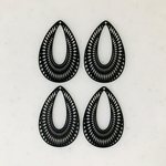 Black Filigree Designed Double Drop Pendant Tops