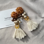 オレンジフラワー×タッセル✳︎ハンドメイドピアス✳︎イヤリング