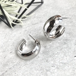 シンプル幅広リングシルバーピアス#175