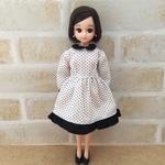 ホワイトドット×ブラック　ワンピース　リカちゃん　服　22cmドール　リカちゃん人形