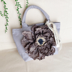 f.rebar.m様専用❤︎オーダー品　　グレーフラワーの上品トートバッグ