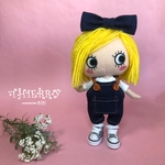 ☆THIERRY☆イーマリーちゃん着せ替えお洋服 インディゴブルー　デニム　サロペット、ヘアーリボン