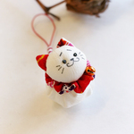 ふく福まゆねこ根付 猫キーホルダー 和風