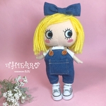 ☆THIERRY☆イーマリーちゃん着せ替えお洋服 デニム　ブルー　サロペット、ヘアーリボン